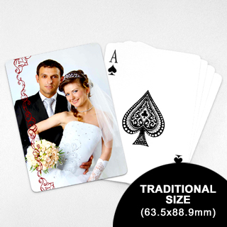 Wedding Photo Playing Cards – Cranberry Lace (63.5 x 88.9mm)