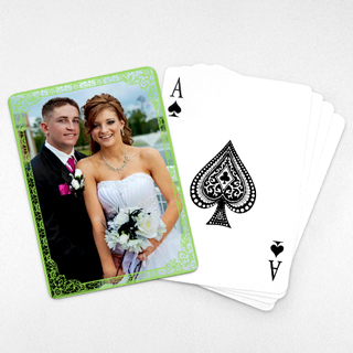 Wedding Photo Playing Cards – Green Antique