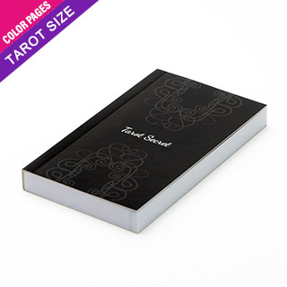 Custom tarot size perfect bound booklet with colored pages (up to 52 pages)