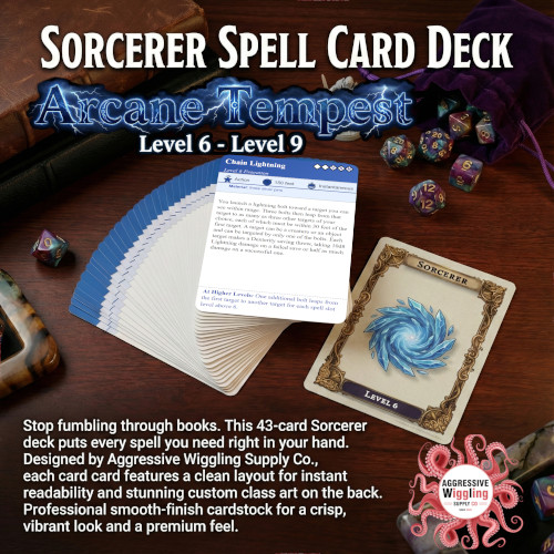 Sorcerer Spell Card Pack - Arcane Tempest (Level 6 - Level 9) (D&D 5.5e)